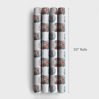 Watercolor Christmas Gift Wrap, Hockey Helmet Santa Wrapping Paper, Sports Holiday Paper, Festive Present Wrapping Paper, Hockey Fan Present
