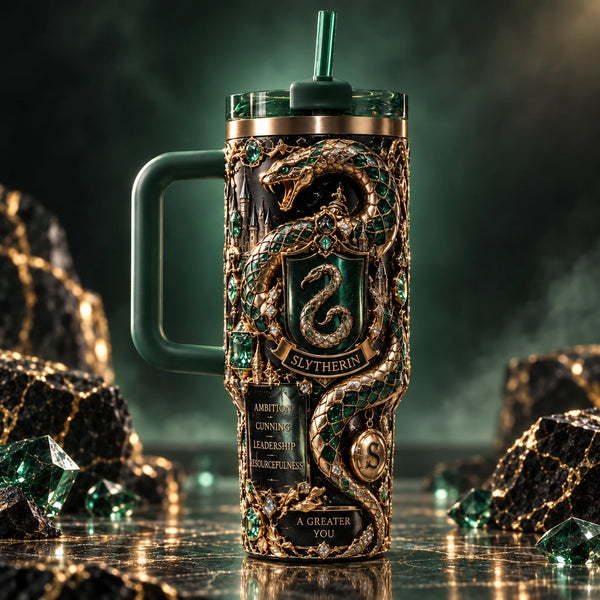 Ambition in Green and Gold - Serpent Crest Tumbler - main