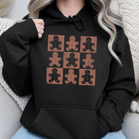 Retro Checkered Christmas Sweatshirt, Gingerbread Man Hoodie, Adorable Holiday Cookie Hooded Pullover, Adorable Festive Xmas Present for Her