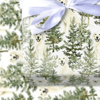 Watercolor Pine Forest Gift Wrap, Golden Retriever Wrapping Paper, Christmas Dog Wrapping Paper, Winter Holiday Gift Wrap, Dog Lover Present
