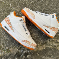 Retro Low Top Sneakers, White Orange Colorway, Lace Up Design, Casual Gift for Sneaker Fans