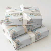 Watercolor New York Christmas Wrapping Paper, NYC Grand Central Gift Wrap, Snowy City Yellow Cab Gift Wrapping Paper, Holiday Present Wrap