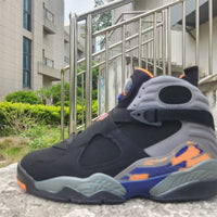 High Top Sneakers, Black Gray Orange Colorway, Lace Up Design, Casual Gift for Sneaker Fans