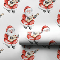 Music Lover Santa Gift Wrap, Guitar Santa Wrapping Paper, Watercolor Guitar Christmas Wrapping Paper, Festive Holiday Wrapping Paper Roll