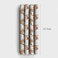 Watercolor Christmas Village Gift Wrap, Gingerbread House Santa Wrapping Paper, Festive Holiday Wrapping Paper, Adorable Xmas Gift Wrap Roll