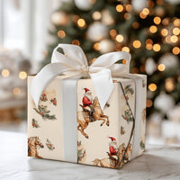Vintage Horse Christmas Gift Wrap, Equestrian Santa Wrapping Paper, Watercolor Holiday Present Wrapping Paper, Rustic Country Holiday Wrap