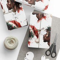 Watercolor African American Santa Gift Wrap, Black Man Santa Wrapping Paper, Black Santa Wrapping Paper, Holiday Christmas Gift Wrap Roll