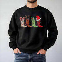 Western Holiday Crewneck, Cowboy Boot Christmas Sweatshirt, Adorable Cowgirl Xmas Sweatshirt, Retro Country Winter Pullover, Country Fan Present