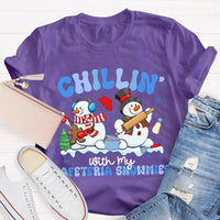 Humorous Holiday Snowman Graphic Tee, Chillin with My Cafeteria Snowmies Shirt, School Staff Christmas T-Shirt, Lunch Lady Holiday Present