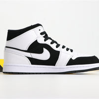 Mid Top Sneakers, White Black Colorway, Lace Up Design, Casual Gift for Sneaker Fans