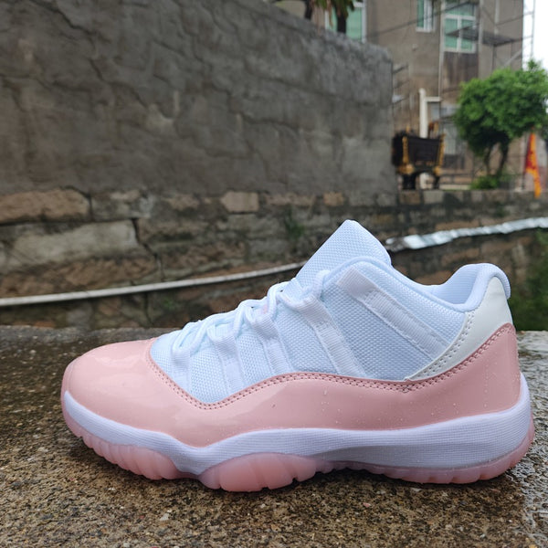 Low Top Sneakers, White Pink Colorway, Lace Up Design, Casual Gift for Sneaker Fans
