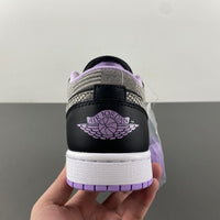 Retro Low Top Sneakers, Black Purple Colorway, Lace Up Design, Casual Gift for Sneaker Fans