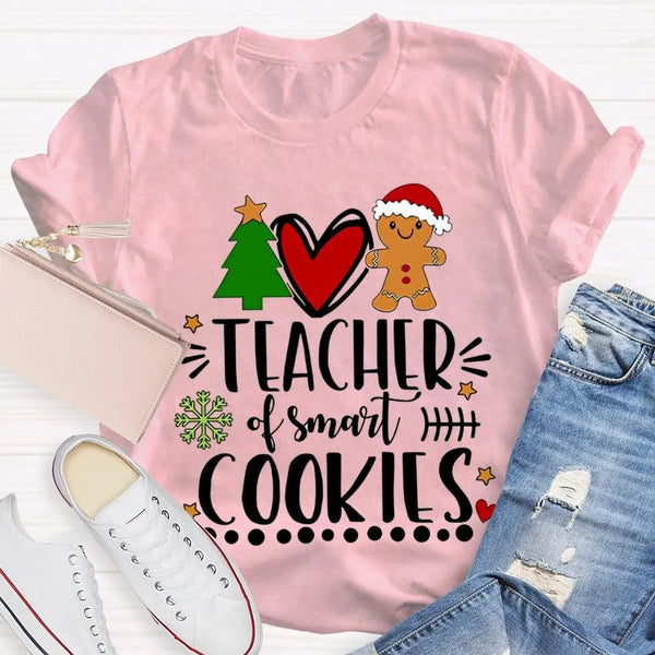 Christmas Tree Holiday Teacher Shirt, Teacher of Smart Cookies T-Shirt, Humorous Teacher Xmas Tee, Adorable School Educator P