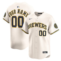 Milwaukee Brewers Cream Home Limited Custom Jersey