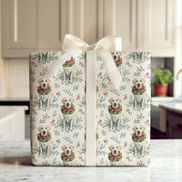 Adorable Dog Holiday Gift Wrap, Yellow Labrador Christmas Wrapping Paper, Labrador Wreath Wrapping Paper, Dog Lover Xmas Gift Wrap Paper Roll