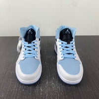 Mid Top Sneakers, Blue White Black Colorway, Lace Up Design, Casual Gift for Sneaker Fans