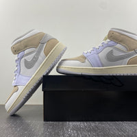 Mid Top Sneakers, White Gray Colorway, Lace Up Design, Casual Gift for Sneaker Fans