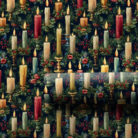 Holly Berry and Pine Wrapping Paper, Vintage Christmas Candle Wrapping Paper, Traditional Holiday Wrapping Paper, Winter Gift Wrap Roll