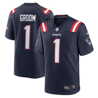 New England Patriots Number 1 Groom Navy Game Jersey