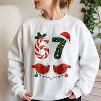Candy Cane Pine Holiday Sweatshirt, 67 Christmas Sweatshirt, Humorous Meme Christmas Crewneck, Winter Xmas 67 Graphic Sweatshirt for Fans