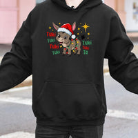 Adorable Santa Hat Burro Hoodie, Christmas Donkey Hoodie, Festive Animal Lover Hoodie, Humorous Holiday Graphic Hooded Sweatshirt Present