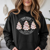 Humorous Cookie Dough Christmas Hooded Sweatshirt, Farm Fresh Christmas Tree Hoodie, Retro Holiday Cookie Tree Hoodie, Christmas Baking Present