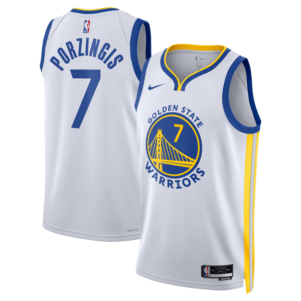 Golden State Warriors Association Edition Swingman Jersey - White - Kristaps Porziņģis