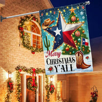 Merry Christmas Y'all Yard Flag, Texas Christmas Garden Flag, Double Sided Holiday Lawn Flag, Southern Winter Decor