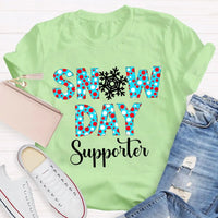Polka Dot Winter Holiday Graphic Tee, Snow Day Supporter Snowflake Shirt, Christmas Season T-Shirt, Adorable Teacher Winter Present