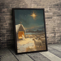 Star of Bethlehem Canvas Wall Art, Nativity Scene Canvas Print, Christian Christmas Wall Decor, Religious Canvas Art, Holy Night Home Present