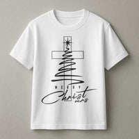 Minimalist Cross Tree Shirt, Religious Christmas T-Shirt, Christian Holiday Graphic Tee, Faith Based Xmas Shirt, Jesus Christmas Present