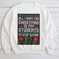Math Humor Holiday Crewneck, Humorous 6-7 Math Teacher Christmas Sweatshirt, Educator Xmas Sweatshirt, School Teacher Graphic Pullover Present