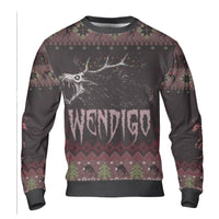 Spooky Cryptid Holiday Sweater, Wendigo Ugly Christmas Sweater, Gothic Horror Crewneck Sweatshirt, Folk Monster Graphic Winter Sweater