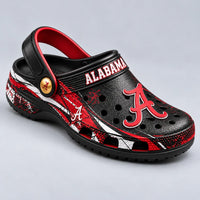ALA Crimson Script - Distressed Graphic Clog in Black and Red
