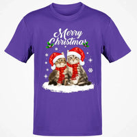 Adorable Holiday Kitty Graphic Tee, Merry Christmas Santa Cats T-Shirt, Festive Cat Lover Winter Shirt, Xmas Animal T-Shirt