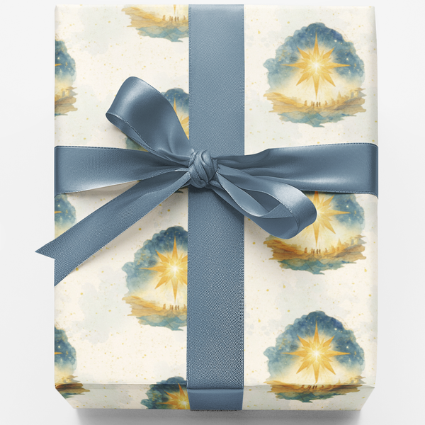 Religious Christmas Gift Wrap, Star of Bethlehem Wrapping Paper, Christian Holiday Wrapping Paper, Faith Christmas Gift Wrap 