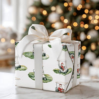 Golfer Christmas Gift Wrap, Golfing Santa Wrapping Paper, Watercolor Santa Cart Wrapping Paper, Holiday Golf Gift Wrap, Fun Golfer Wrap