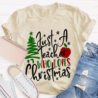 Adorable Holiday Educator Graphic Tee, Christmas Tree Apples Teacher T-Shirt, Festive School Winter Shirt, Merry Christmas Teacher Present Tee