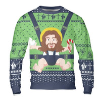 Humorous Religious Holiday Sweater, Baby Jesus Ugly Christmas Sweatshirt, Christian Xmas Graphic Sweatshirt, Festive Holiday Fan Sweatshirt