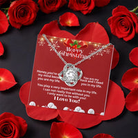 Sparkling CZ Crystal Pendant Necklace, Love Knot Necklace for Her, Rotating Rose Box Knot Necklace, Romantic Christmas Jewelry Present