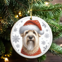 Santa Hat Dog Ornament, Wheaten Terrier Christmas Ornament, Adorable Ceramic Puppy Ornament, Festive Holiday Tree Decor, Dog Lover Present