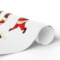 Native Headdress Santa Gift Wrap, Running Santa Gift Wrapping Paper, Humorous Holiday Wrapping Paper Roll, Christmas Present Wrap