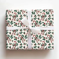 Candy Cane Holly Gift Wrapping Paper, Fox Christmas Wrapping Paper, Adorable Winter Fox Wrap Paper, Holiday Gift Wrap, Whimsical Xmas Present