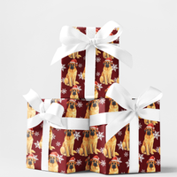 Santa Dog Red Holiday Gift Wrap, Leonberger Christmas Wrapping Paper, Festive Puppy Wrapping Paper