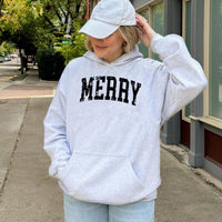 Distressed Collegiate Christmas Sweatshirt, Merry Christmas Hoodie, Retro Holiday Hoodie, Winter Christmas Pullover, Holiday Present for Men