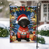 Santa Hat Sweater Dog Yard Flag, Black Poodle Christmas Garden Flag, Holiday Winter Lawn Banner, Adorable Pet Lover Outdoor Xmas Decor