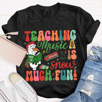 Festive Music Teacher Holiday Shirt, Snow Much Fun Teaching Music Christmas T-Shirt, Adorable Snowman Musician Graphic Tee, Xmas Present