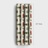 Retro 1950s Holiday Gift Wrap, Vintage Car Christmas Wrapping Paper, Classic Car Tree Wrapping Paper