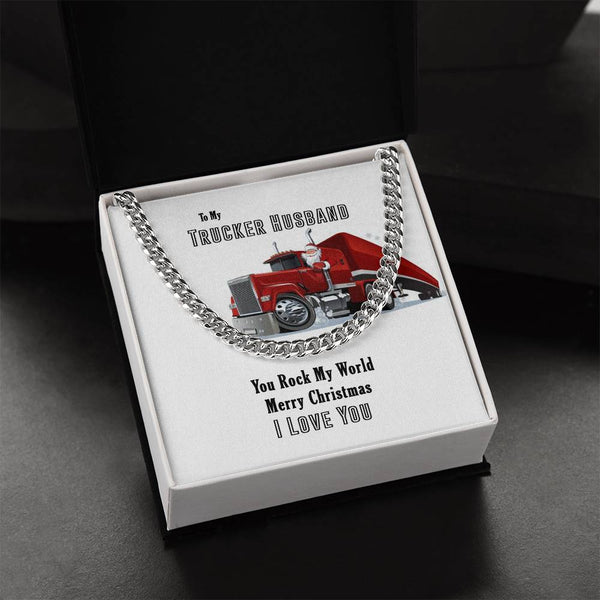 Mens Truck Driver Cuban Chain, Trucker Husband Cuban Link Chain Necklace, Stainless Steel Cuban Link Necklace, Christmas Pres