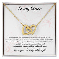 Sister Heart Necklace, Interlocking Hearts Necklace for Sister, Sentiment Message Heart Pendant Jewelry, Birthday Christmas Present for Her